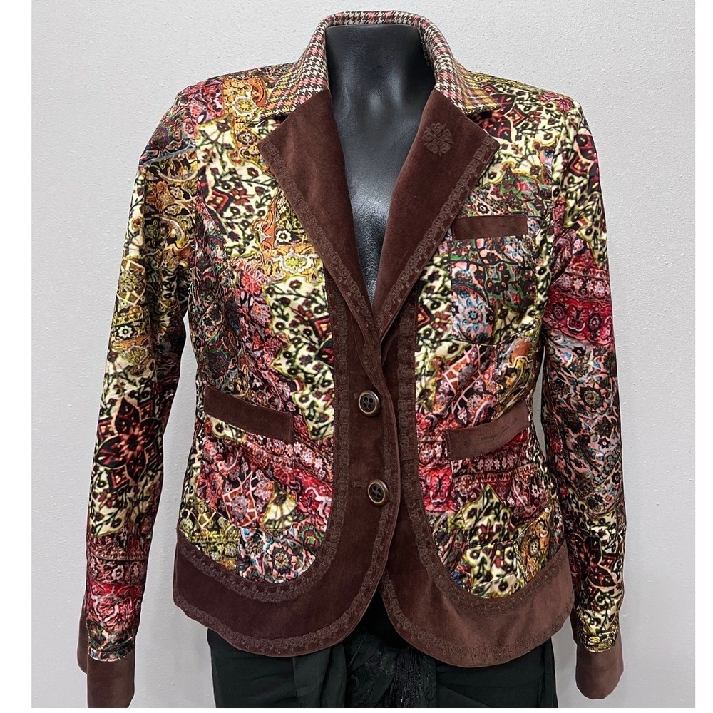 Rare Vintage Robert Graham‎ Tweed Pattern Suede Jacket Sz M Artsy Boho Steampunk